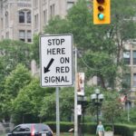Stop here on Red traffic sign