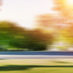 speeding bus on road