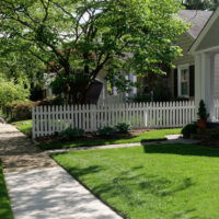 Residential sidewalk near homes