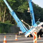 crane on its side after accident