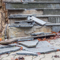 broken steps on staircase