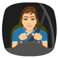 A drowsy person driving