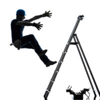 silhouette of worker falling from ladder