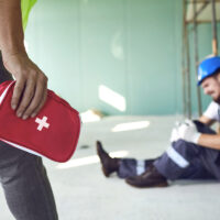 Construction worker accident with a construction worker.