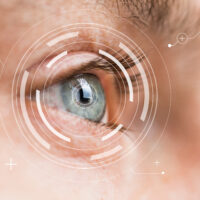 Eye monitoring and treatment in medical. Biometric scan of male Eye monitoring and treatment in medical. Biometric scan of male