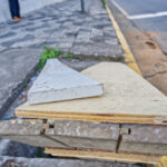 Missing maintenance on a broken manhole in the city center