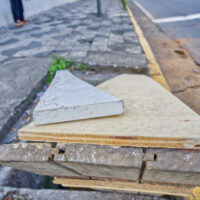 Missing maintenance on a broken manhole in the city center