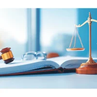 Legal scales and gavel on a book Legal scales and gavel on a book