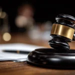 Gavel on Desk: Symbol of Justice, Law, and Authority