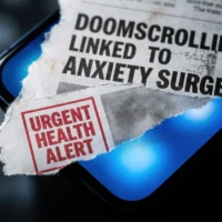 torn-newspaper-clipping-warns-of-doomscrolling-anxiety-on-glowing-smartphone torn-newspaper-clipping-warns-of-doomscrolling-anxiety-on-glowing-smartphone
